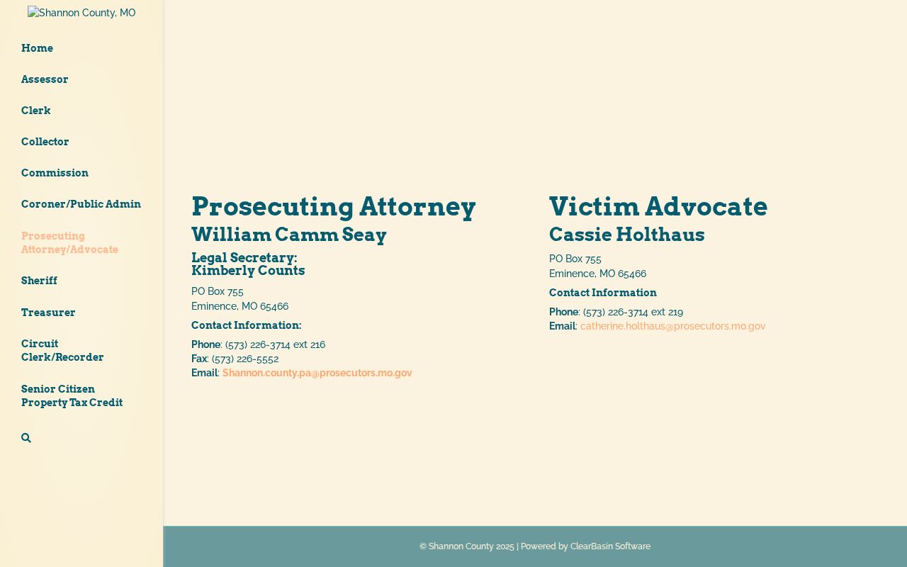 Shannon County criminal court case source for the prosecuting attorney office
