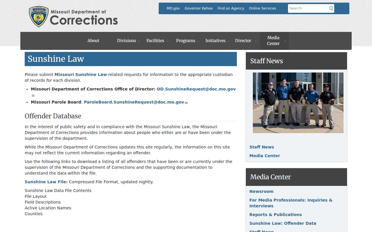 Winona criminal records through the Missouri DOC Sunshine Law process